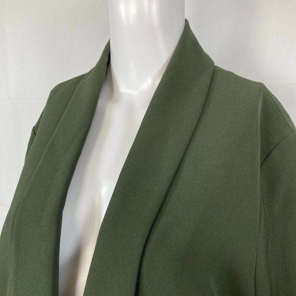 Doncaster Womens Blazer Jacket Womens Sz‎ 12 Olive Green Open Ruched Sleeve - Picture 2 of 9
